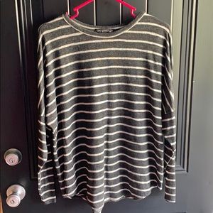 Dark grey and white striped shirt